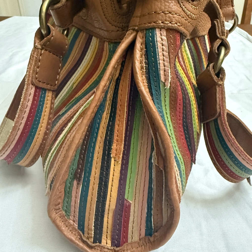 NWT 100% Genuine Leather Lucky Brand Shoulder Bag with Leather Accents - Picture 5 of 16